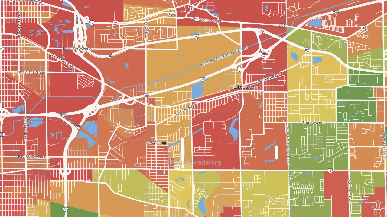 46405, IN Map of Theft Rates