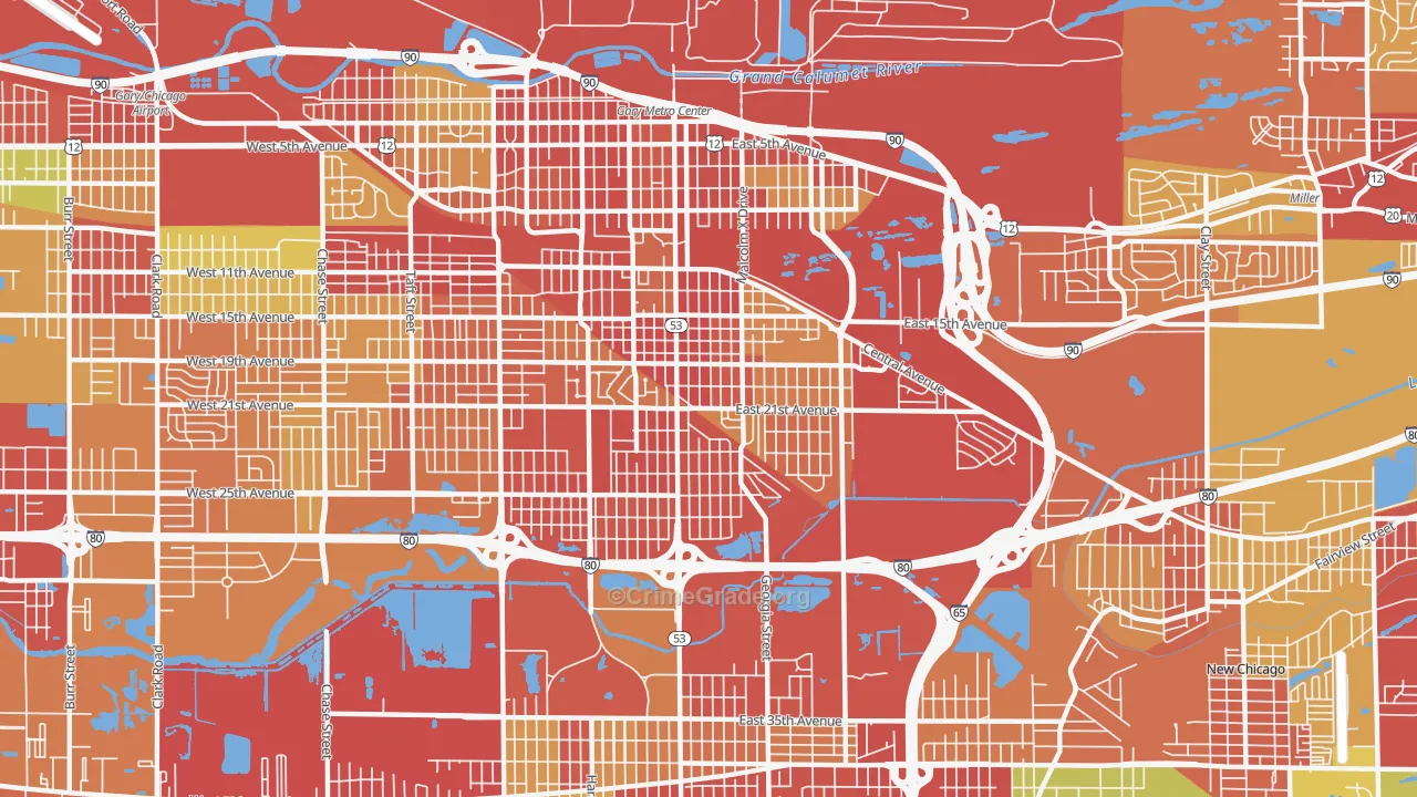 46407, IN Map of Theft Rates