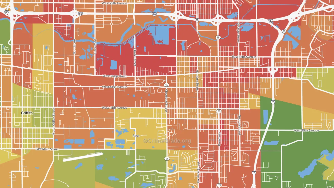 46408, IN Map of Theft Rates