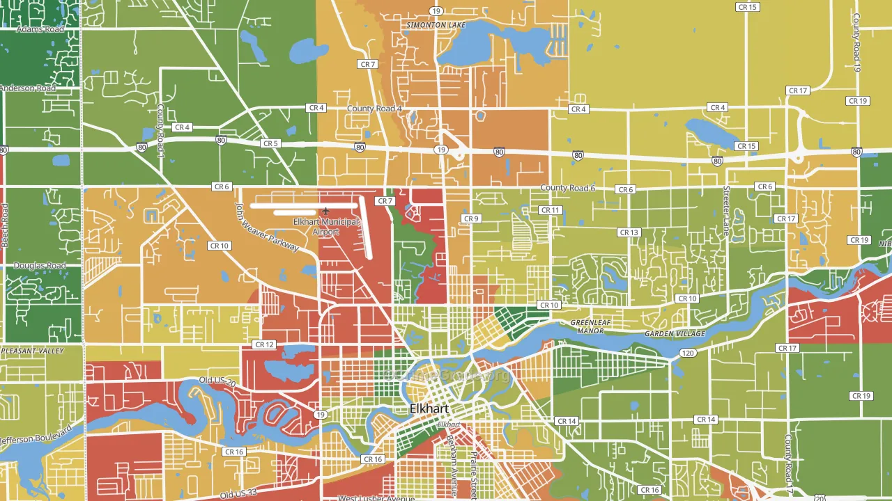 46514, IN Map of Theft Rates