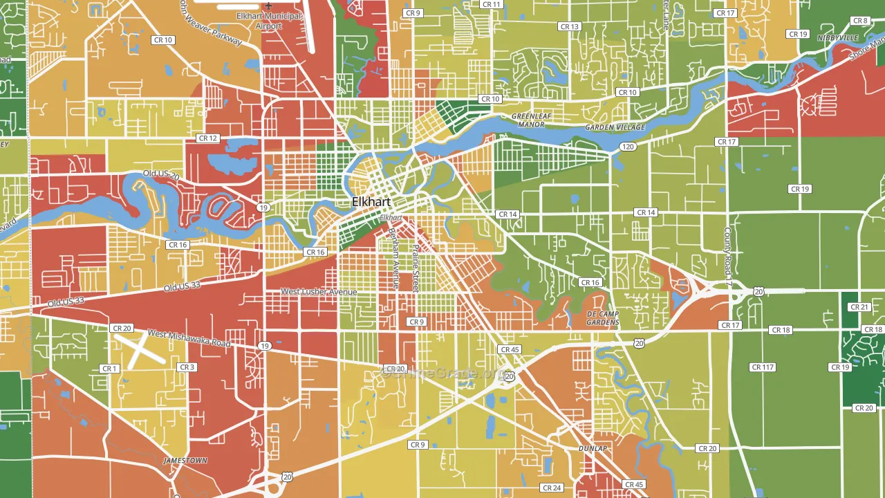 46516, IN Map of Theft Rates