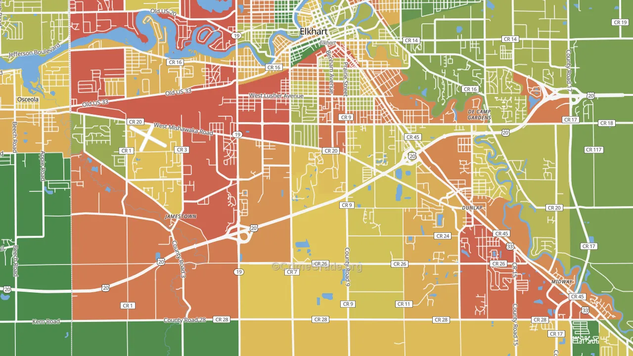 46517, IN Map of Theft Rates