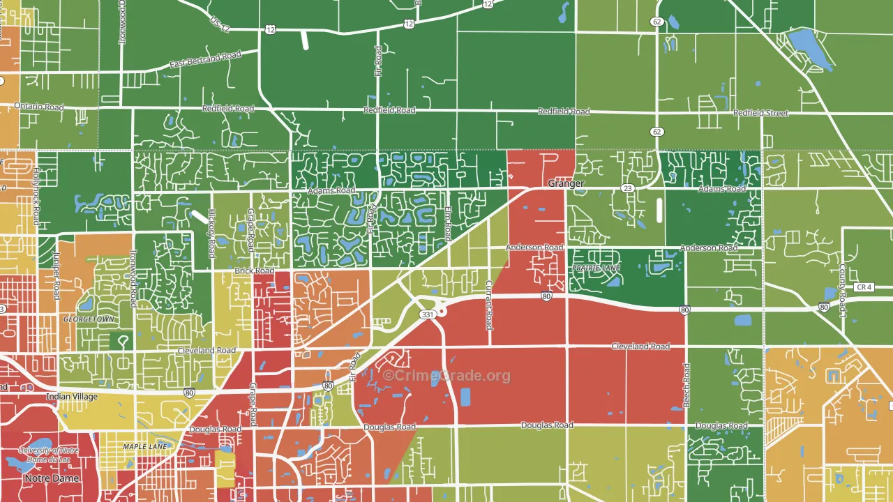 46530, IN Map of Theft Rates
