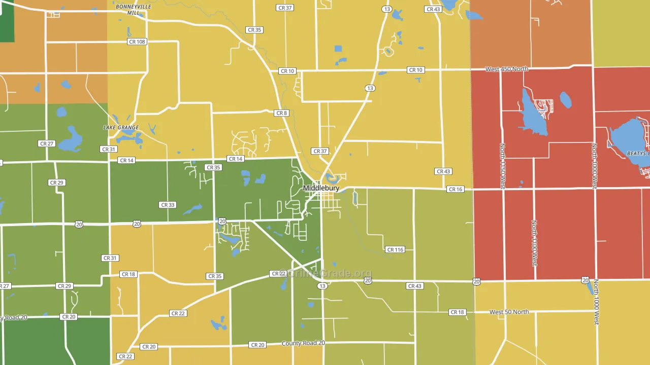 46540, IN Map of Theft Rates