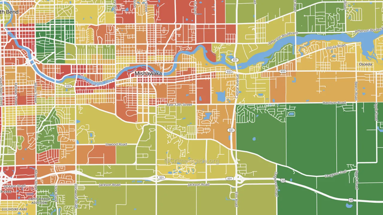 46544, IN Map of Theft Rates