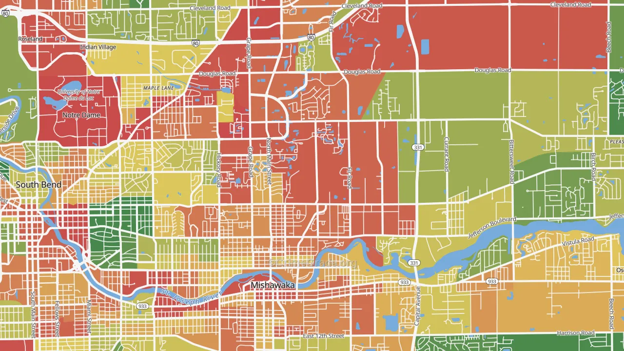 46545, IN Map of Theft Rates