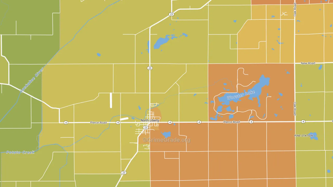 46554, IN Map of Theft Rates
