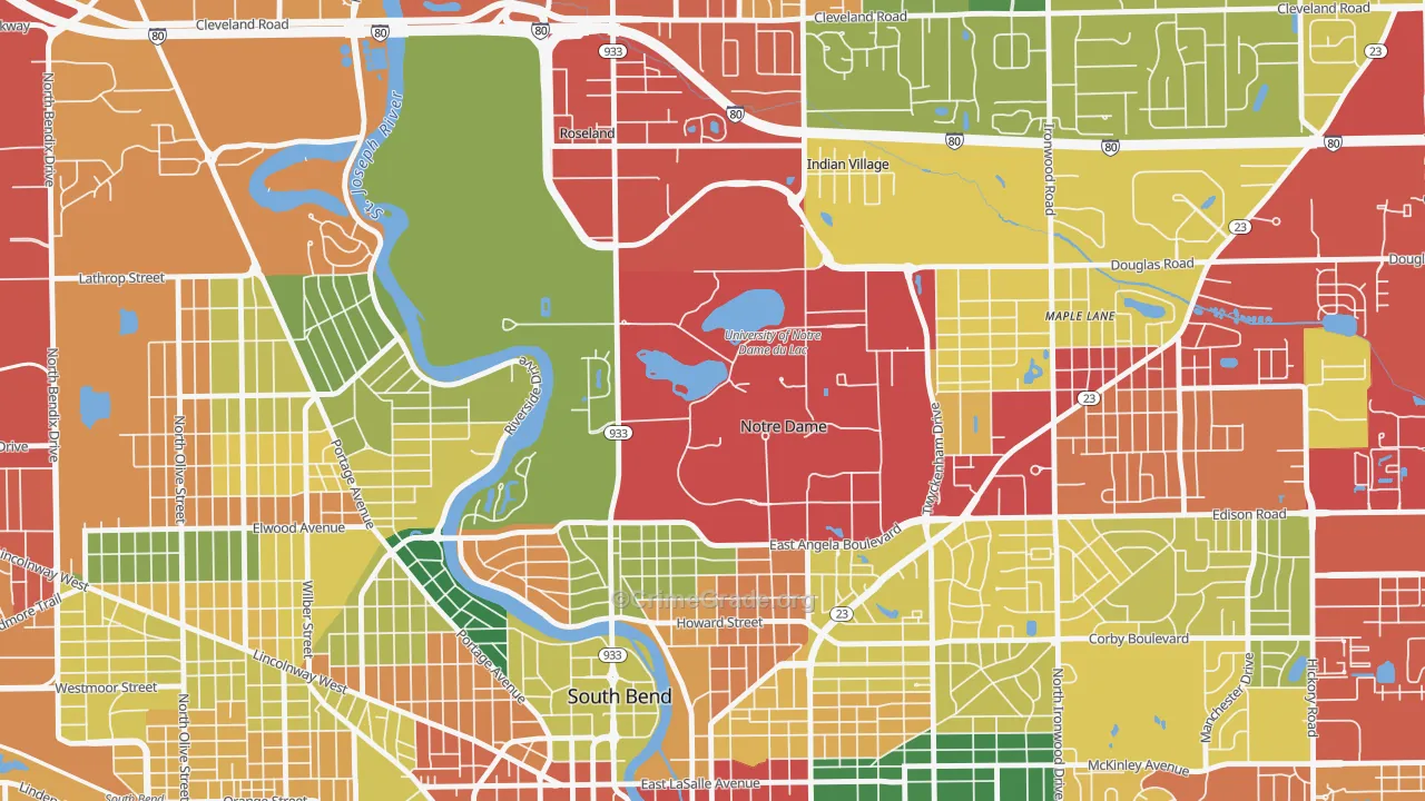 46556, IN Map of Theft Rates