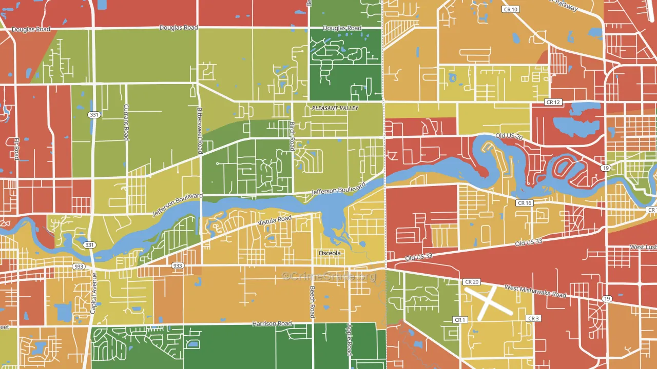 46561, IN Map of Theft Rates