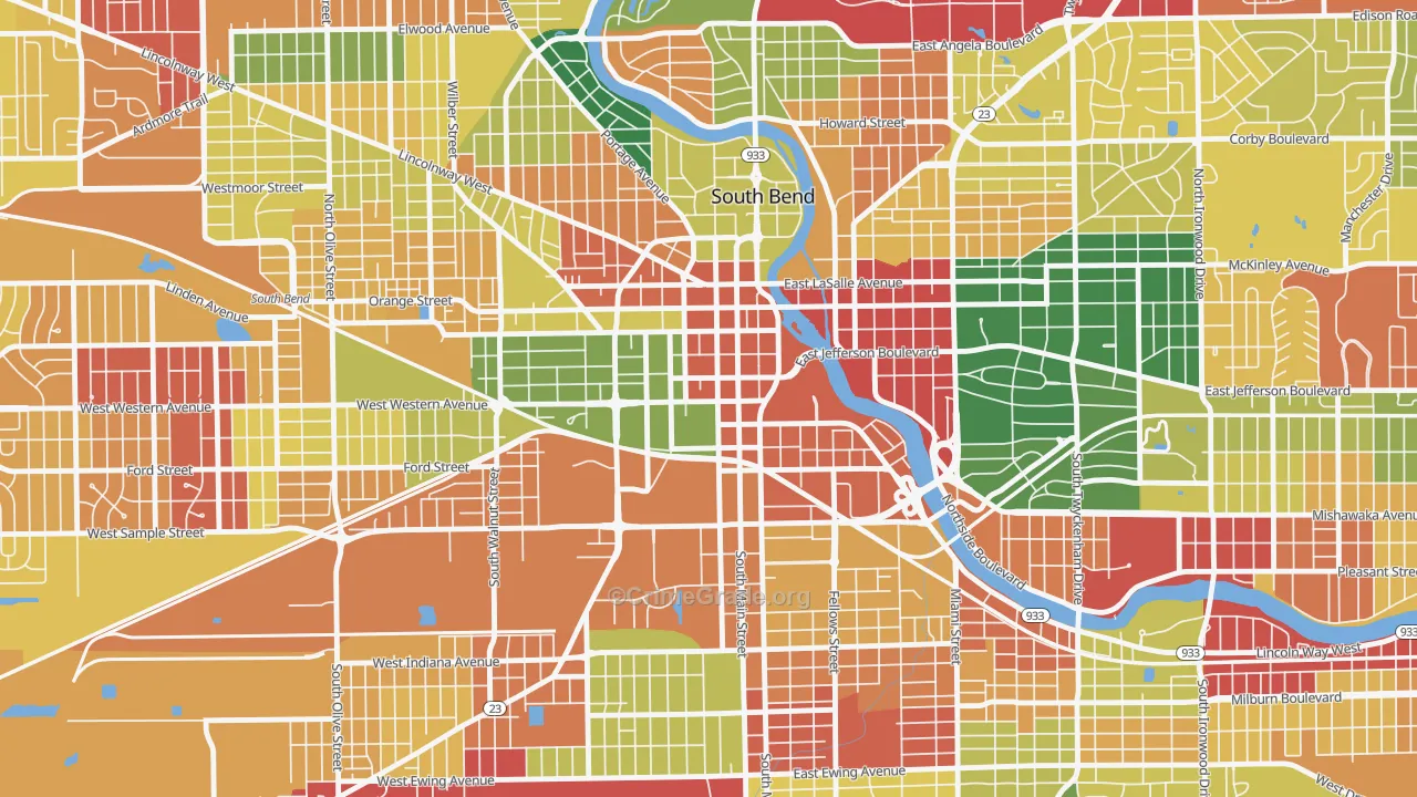 46601, IN Map of Theft Rates