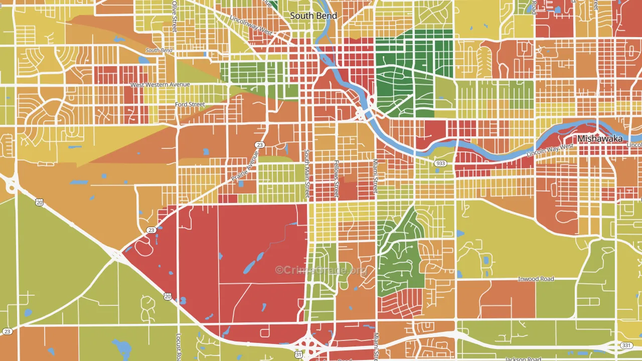 46613, IN Map of Theft Rates