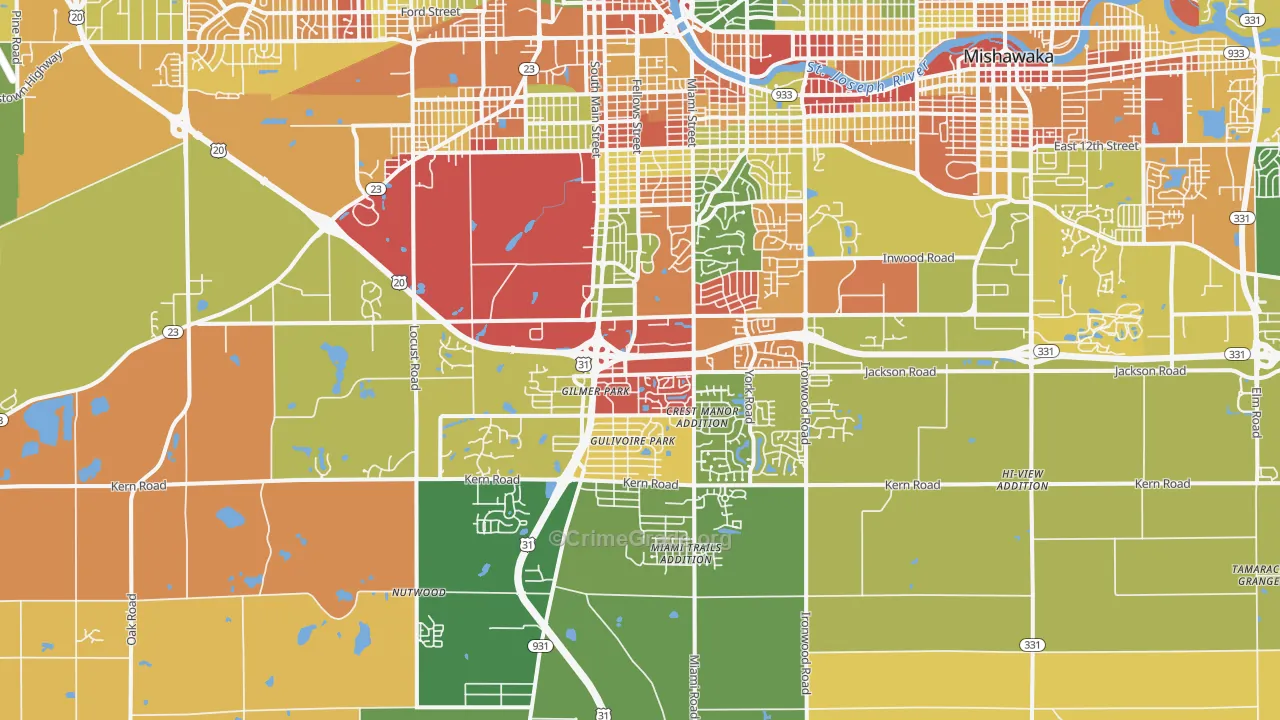 46614, IN Map of Theft Rates