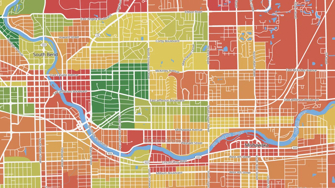 46615, IN Map of Theft Rates