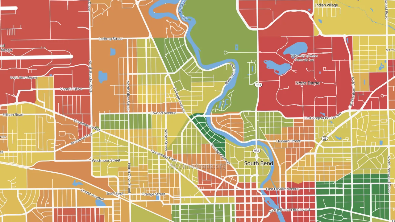 46616, IN Map of Theft Rates