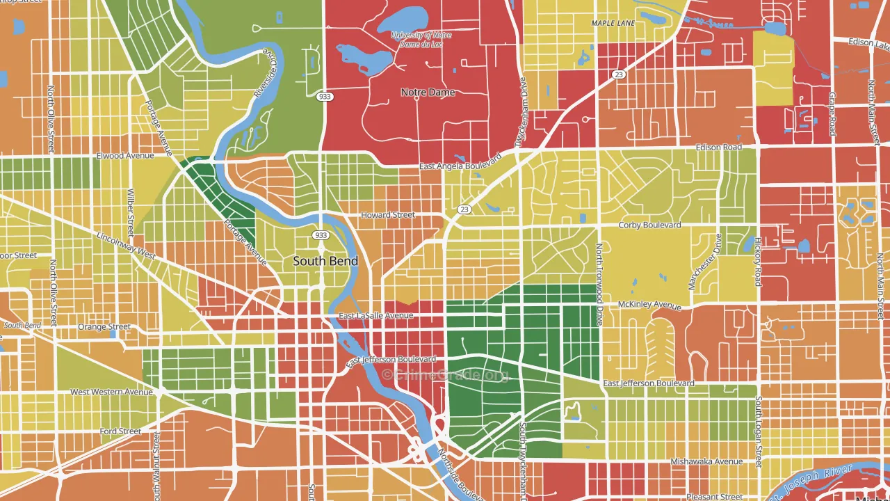 46617, IN Map of Theft Rates
