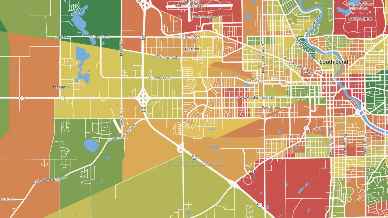 46619, IN Map of Theft Rates