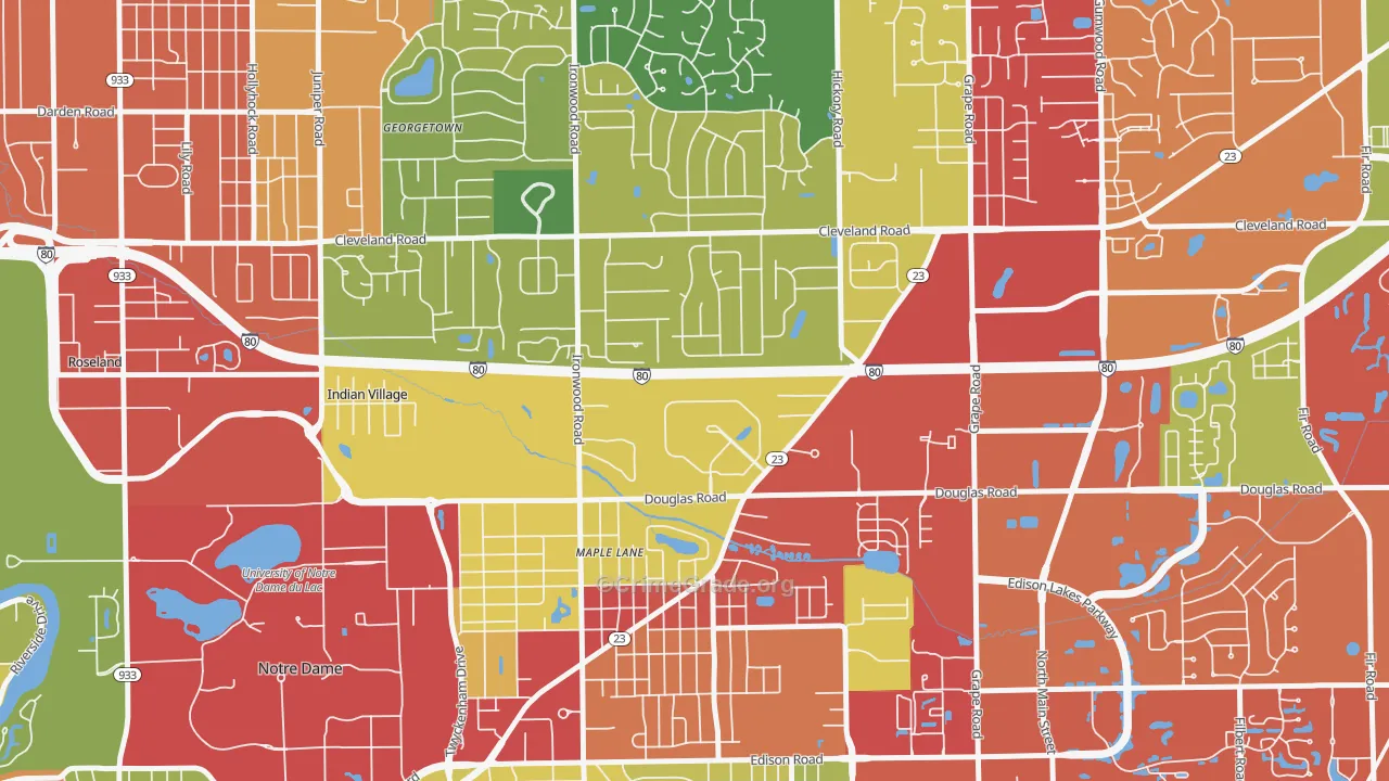 46635, IN Map of Theft Rates