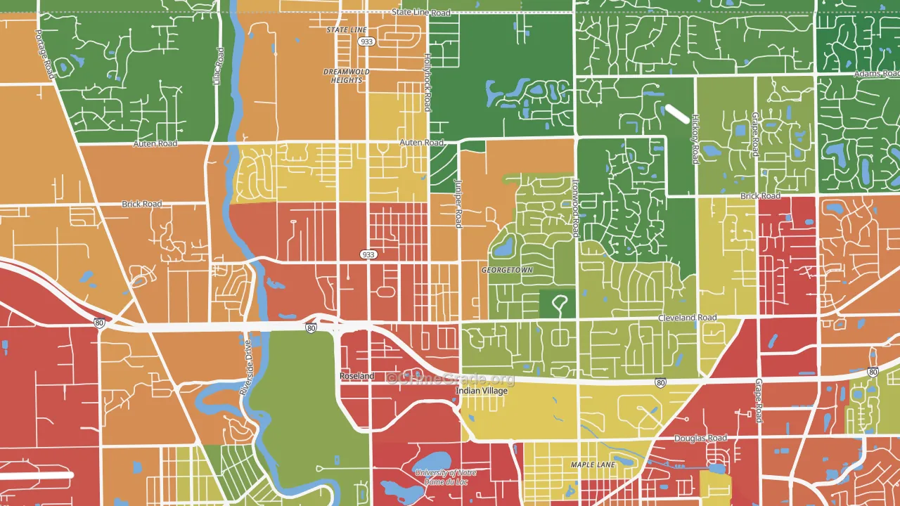 46637, IN Map of Theft Rates