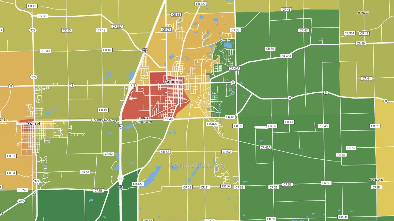 46706, IN Map of Theft Rates