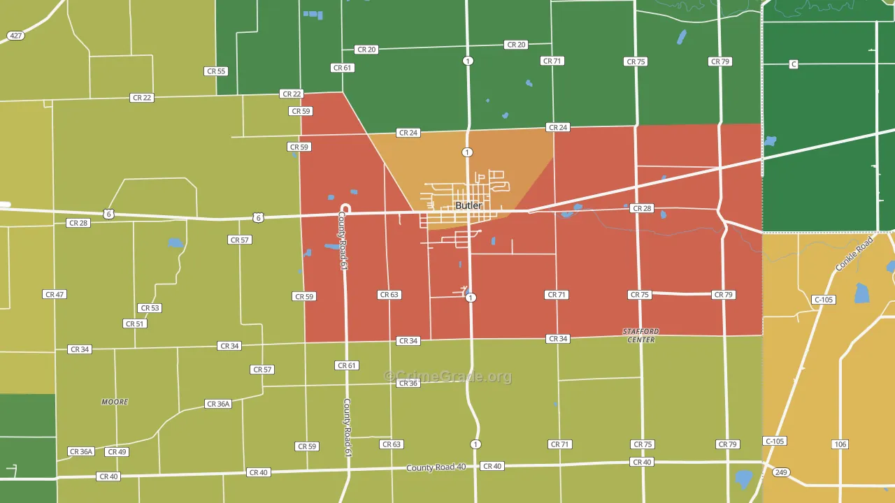 46721, IN Map of Theft Rates