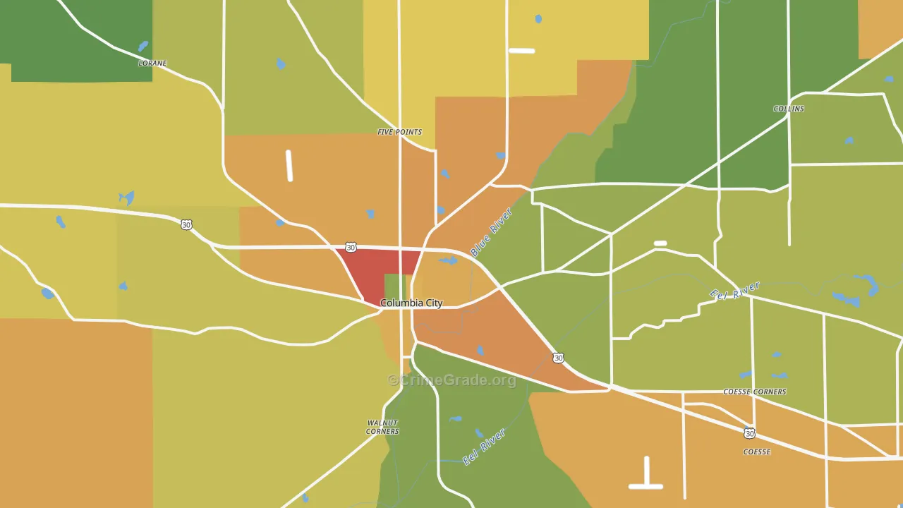 46725, IN Map of Theft Rates