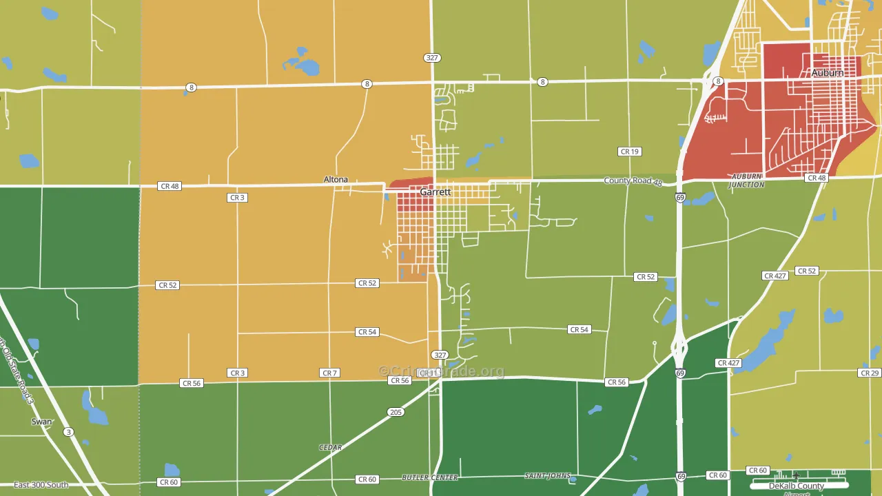 46738, IN Map of Theft Rates