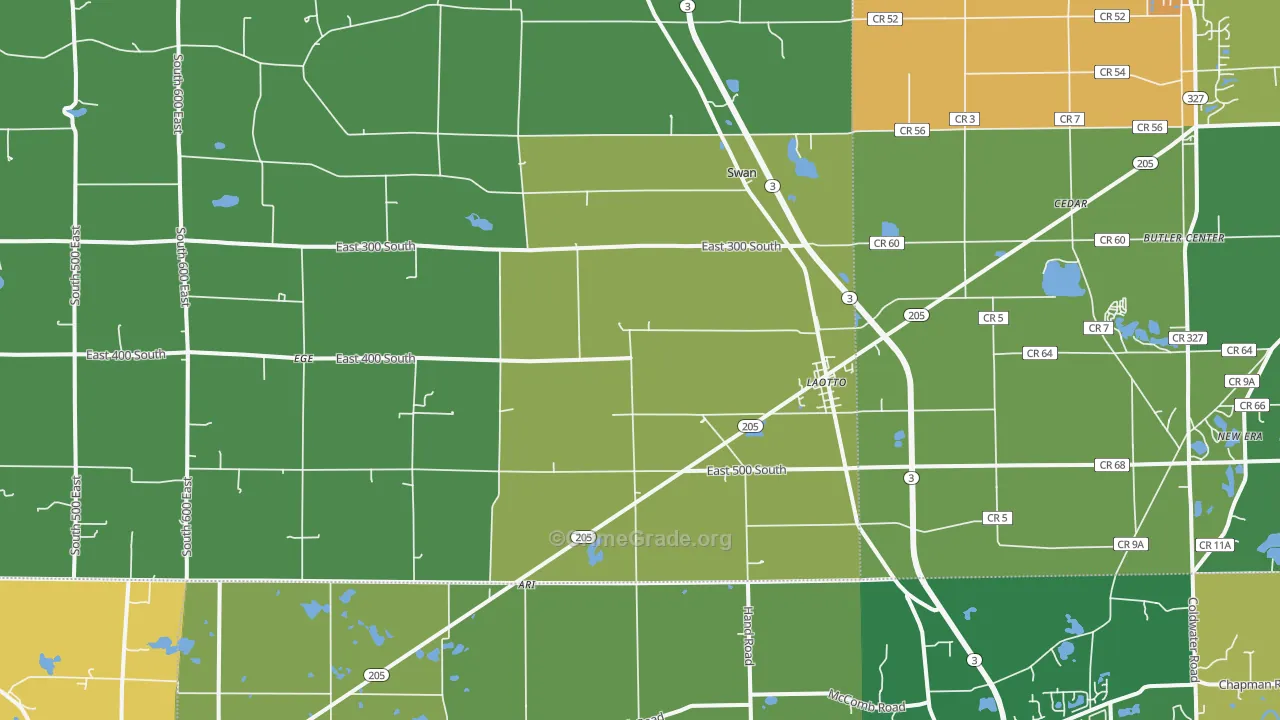 46763, IN Map of Theft Rates