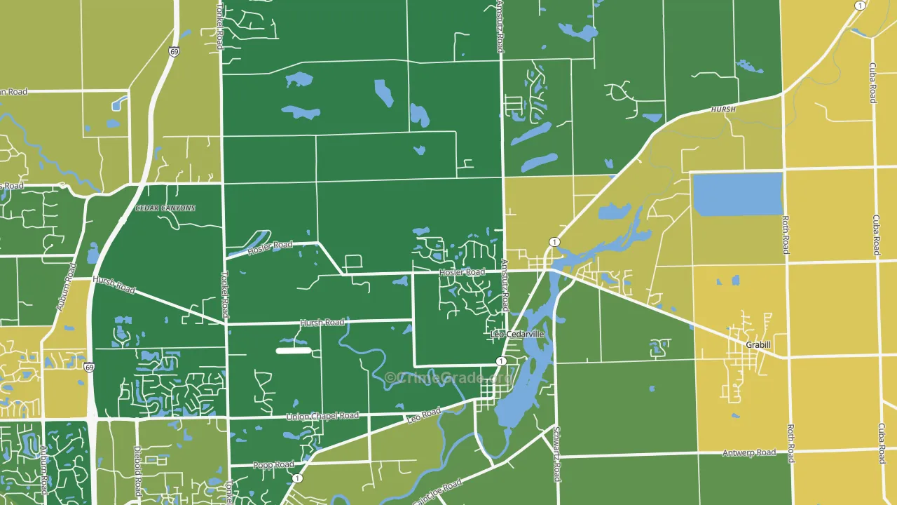 46765, IN Map of Theft Rates