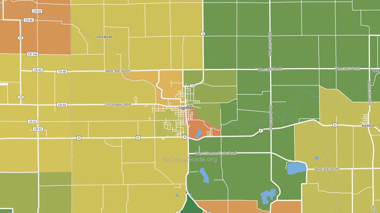 46767, IN Map of Theft Rates