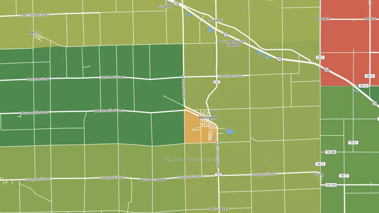 46773, IN Map of Theft Rates