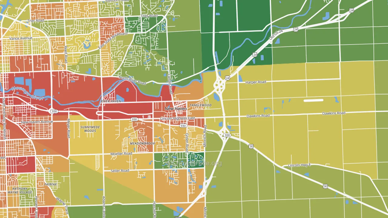 46774, IN Map of Theft Rates
