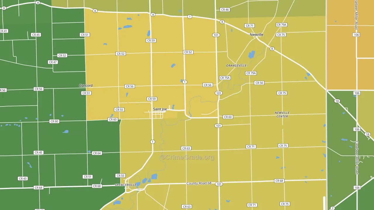 46785, IN Map of Theft Rates