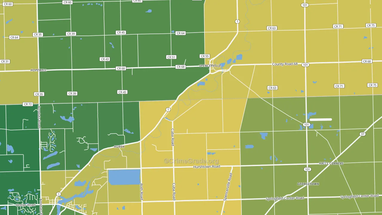 46788, IN Map of Theft Rates