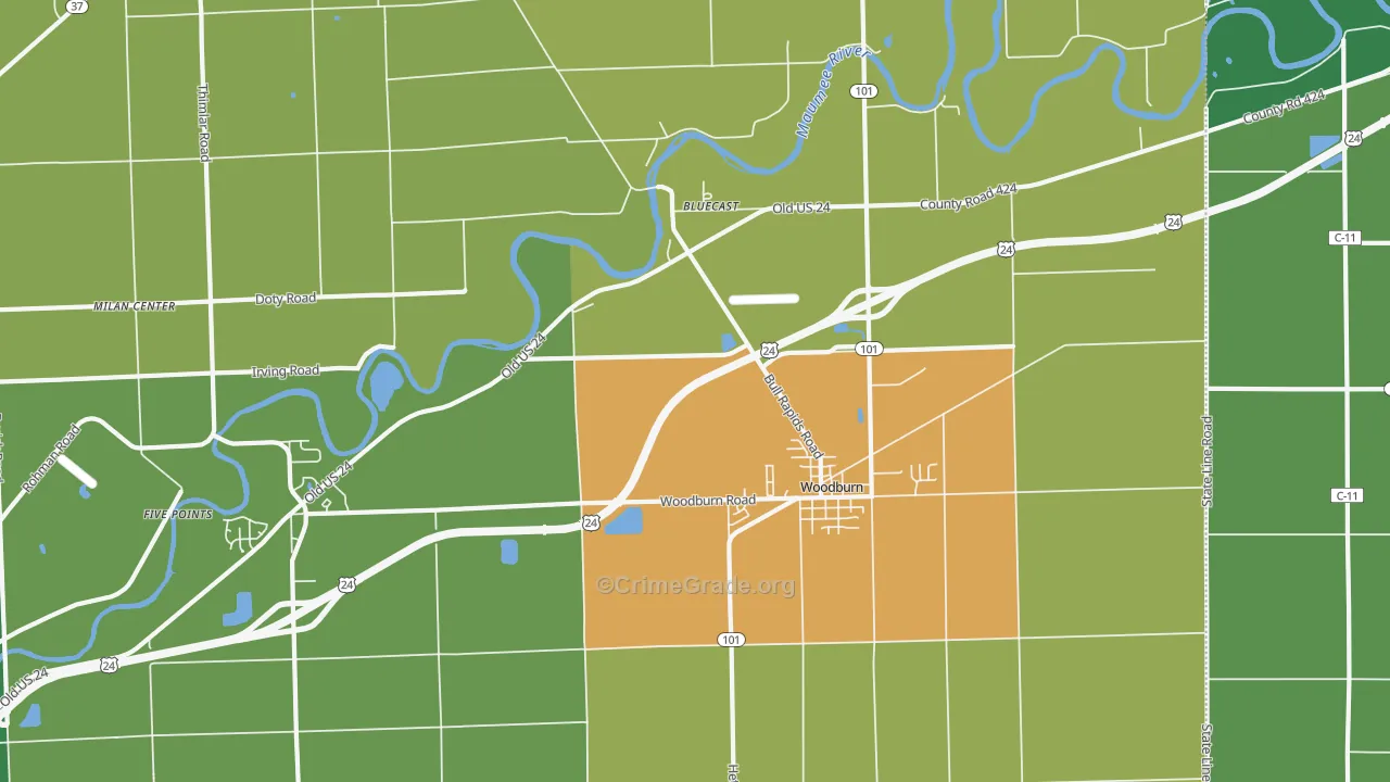 46797, IN Map of Theft Rates
