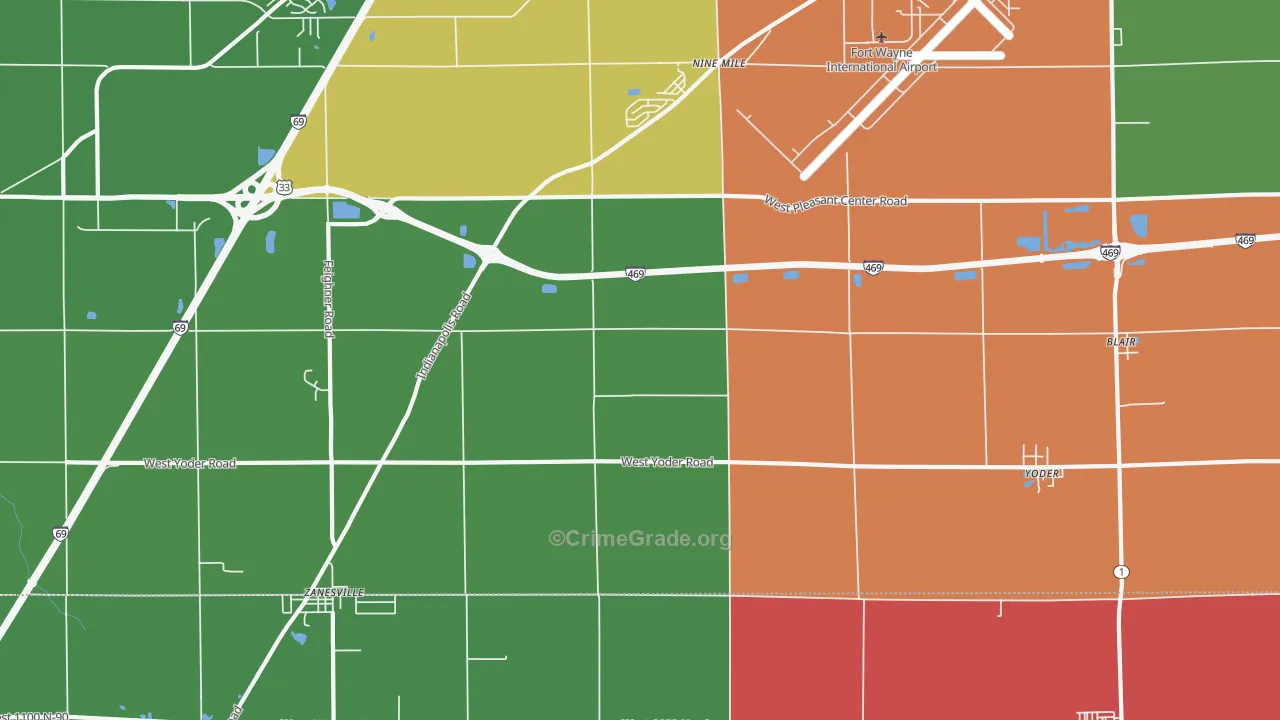 46798, IN Map of Theft Rates