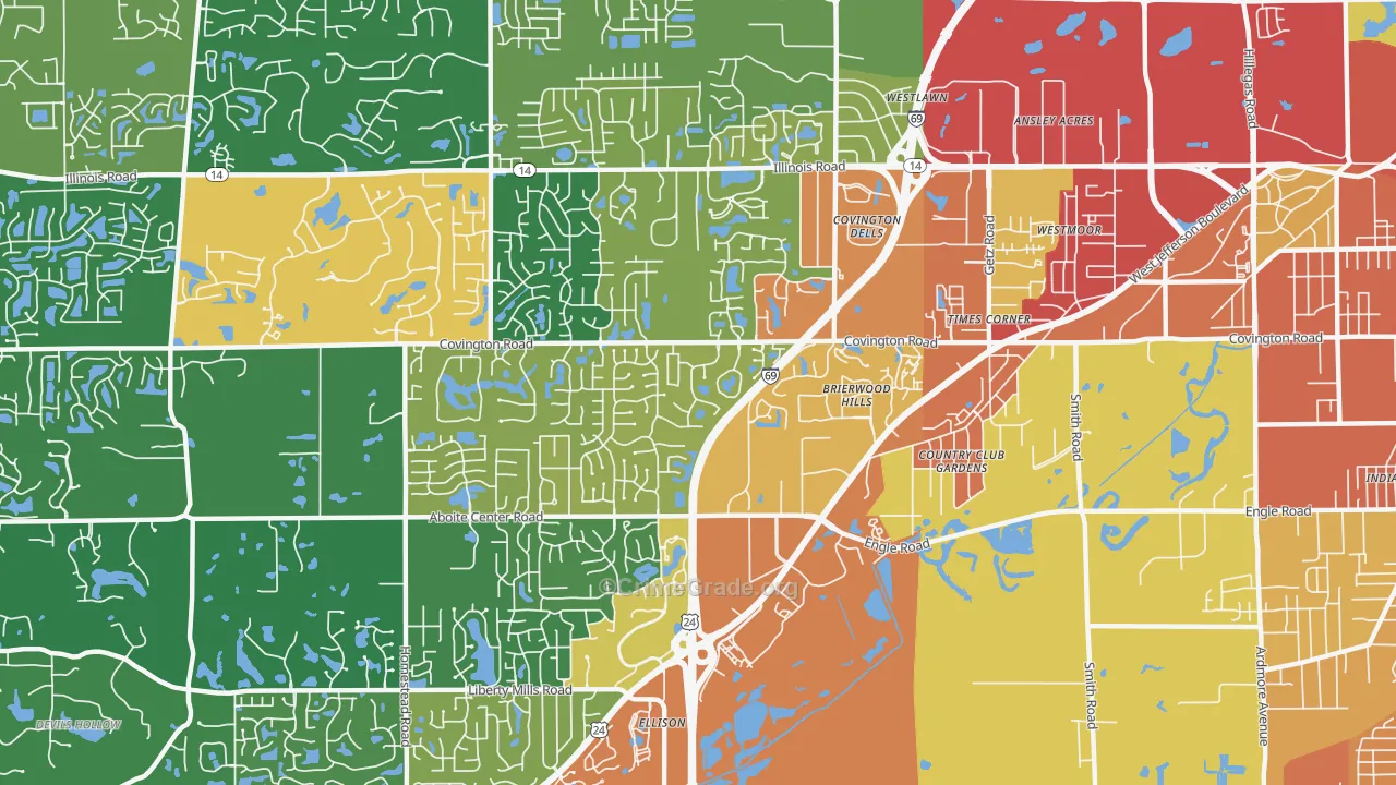 46804, IN Map of Theft Rates