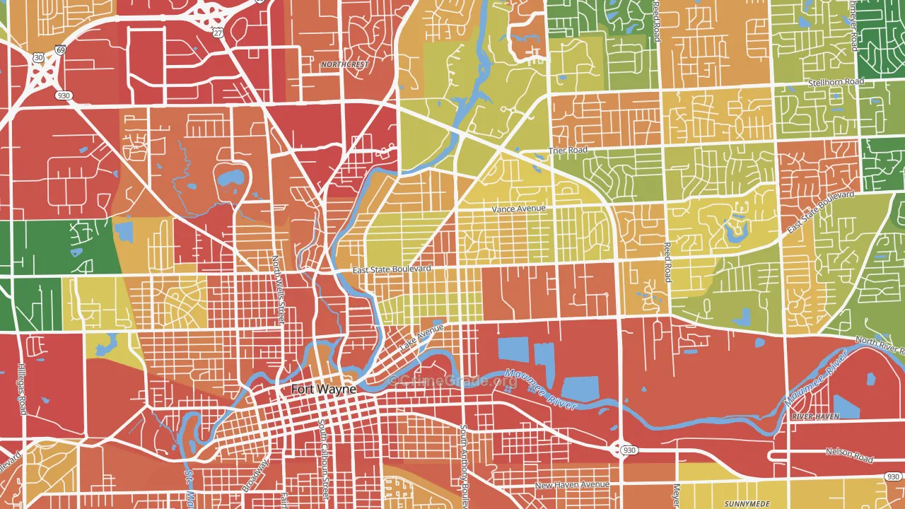 46805, IN Map of Theft Rates