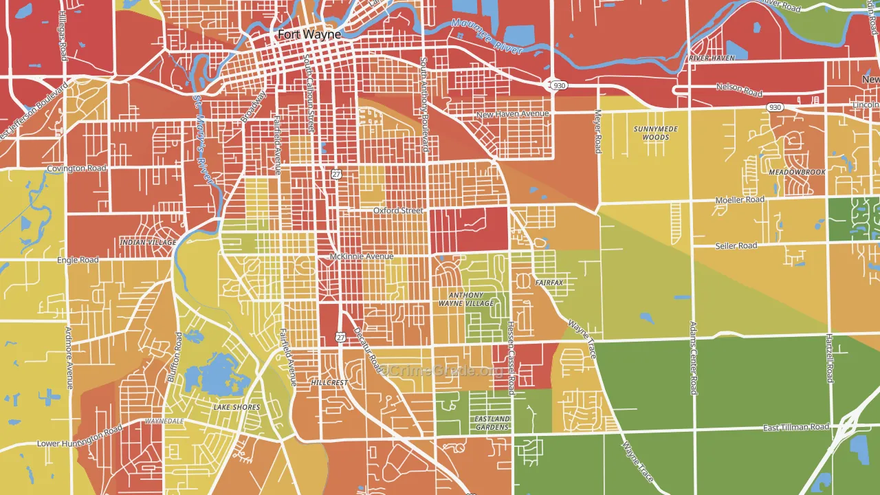 46806, IN Map of Theft Rates