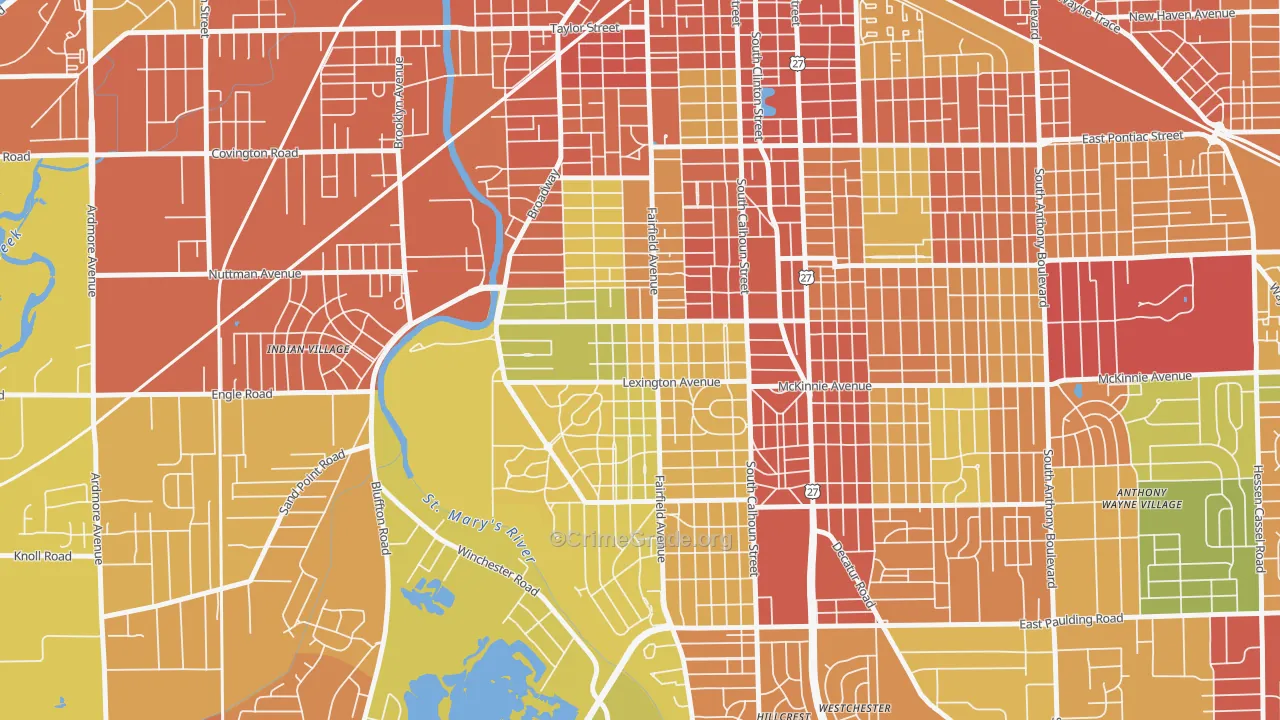 46807, IN Map of Theft Rates