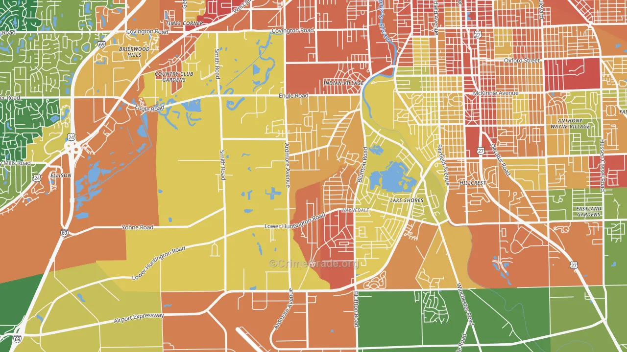 46809, IN Map of Theft Rates