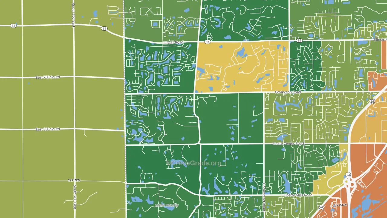 46814, IN Map of Theft Rates