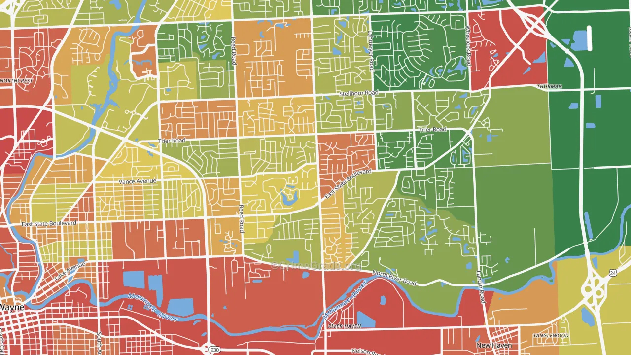 46815, IN Map of Theft Rates