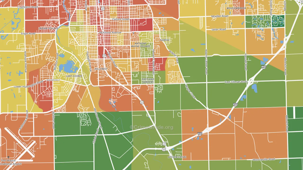 46816, IN Map of Theft Rates