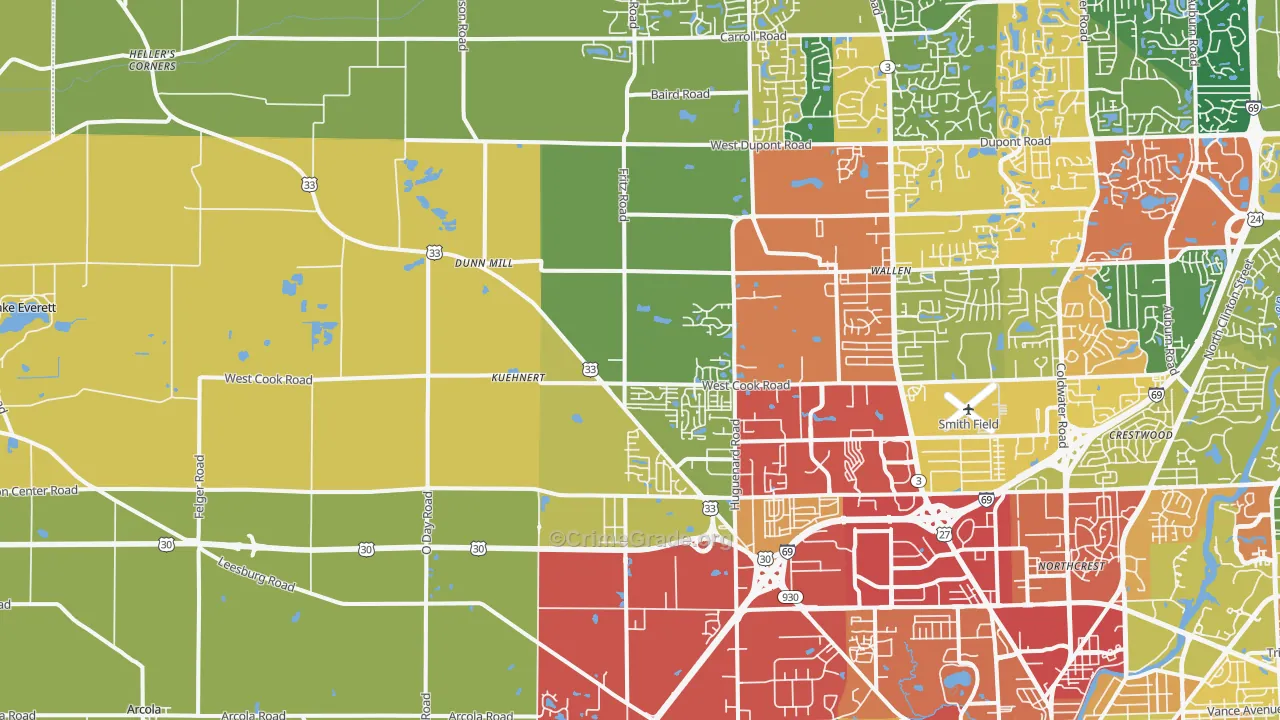 46818, IN Map of Theft Rates