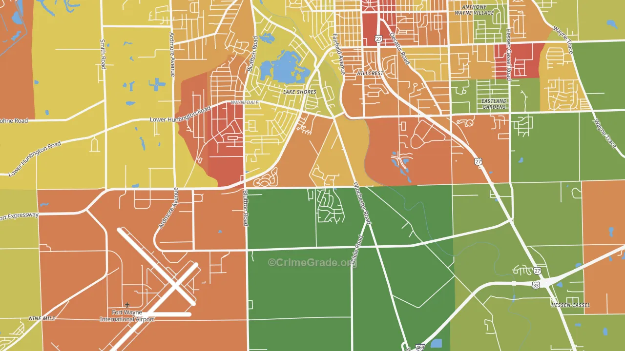 46819, IN Map of Theft Rates