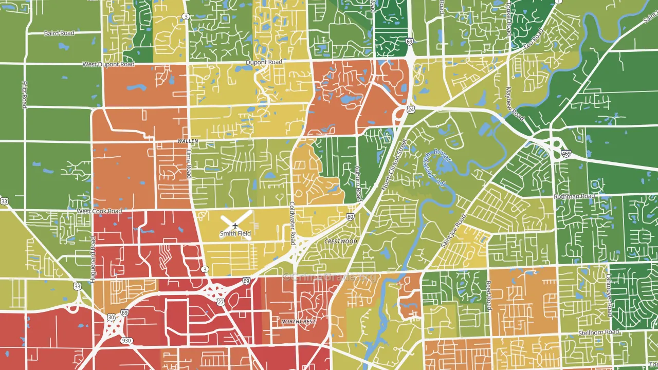 46825, IN Map of Theft Rates