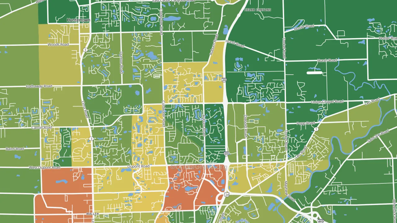 46845, IN Map of Theft Rates