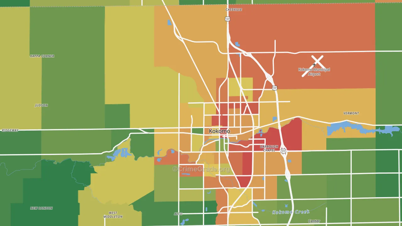 46901, IN Map of Theft Rates