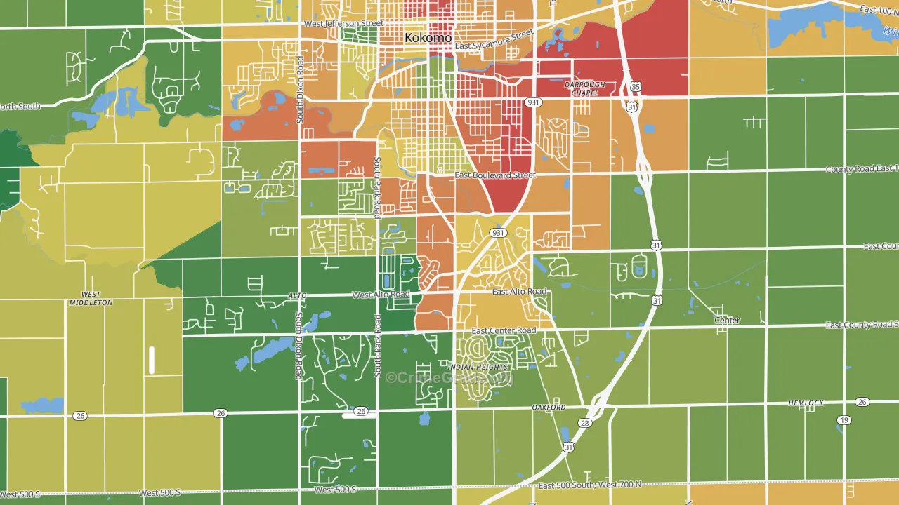 46902, IN Map of Theft Rates