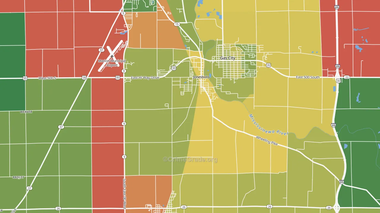 46938, IN Map of Theft Rates